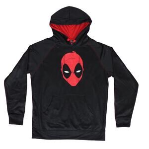 Deadpool Mens Pullover Hoodie Classic Deadpool Face Image Size 2XL